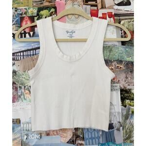 White John Galt Brandy Melville Ribbed Scoop Neck Cropped Tank S